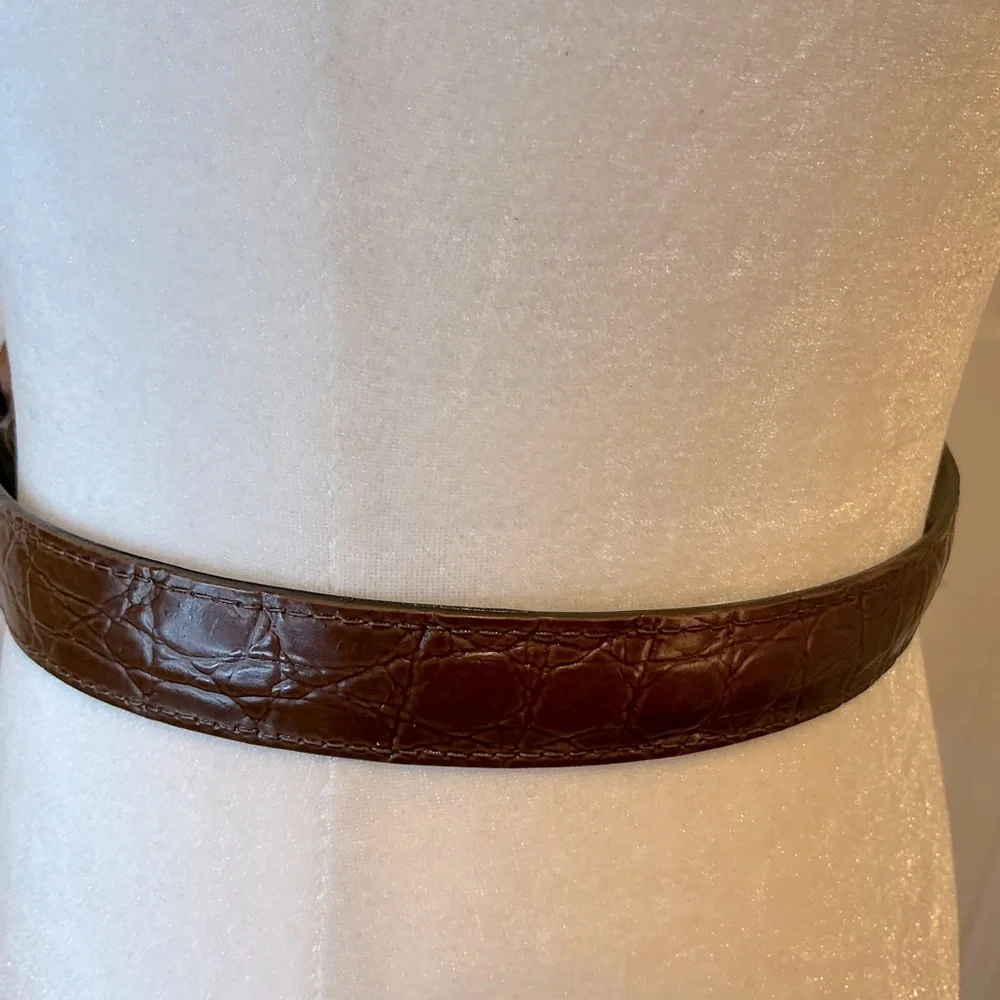 🐸 Brown Faux Leather Belt - Size 2
